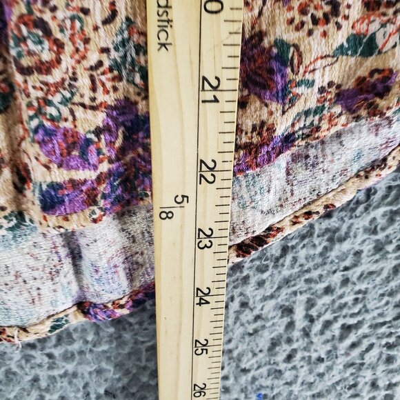 Democracy Top Womens XL Multicolor Floral Short Sleeve Smocked Lightweight Boho - Picture 5 of 9